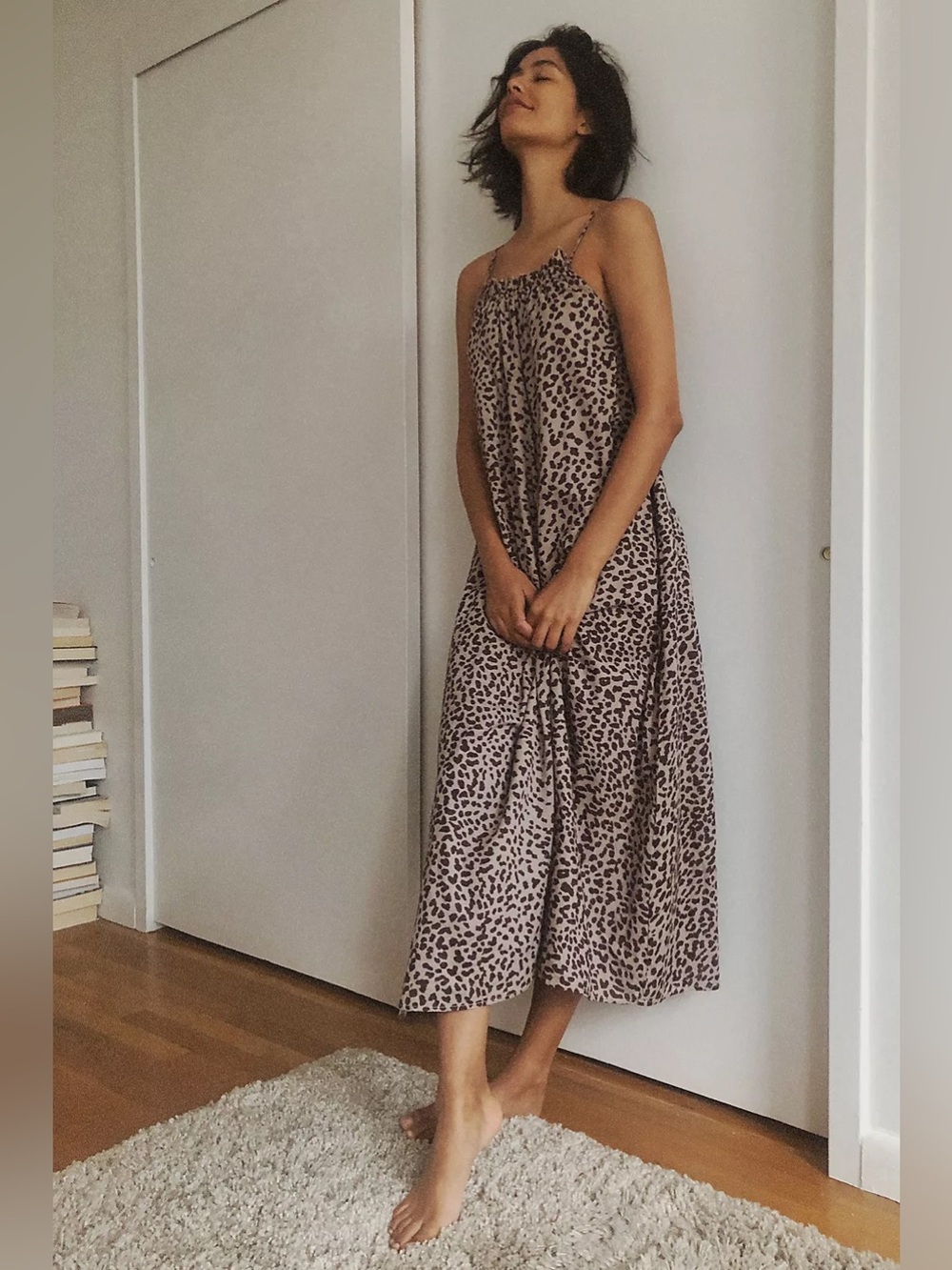 Anthropologie Sundry Leopard Midi Dress Size 1